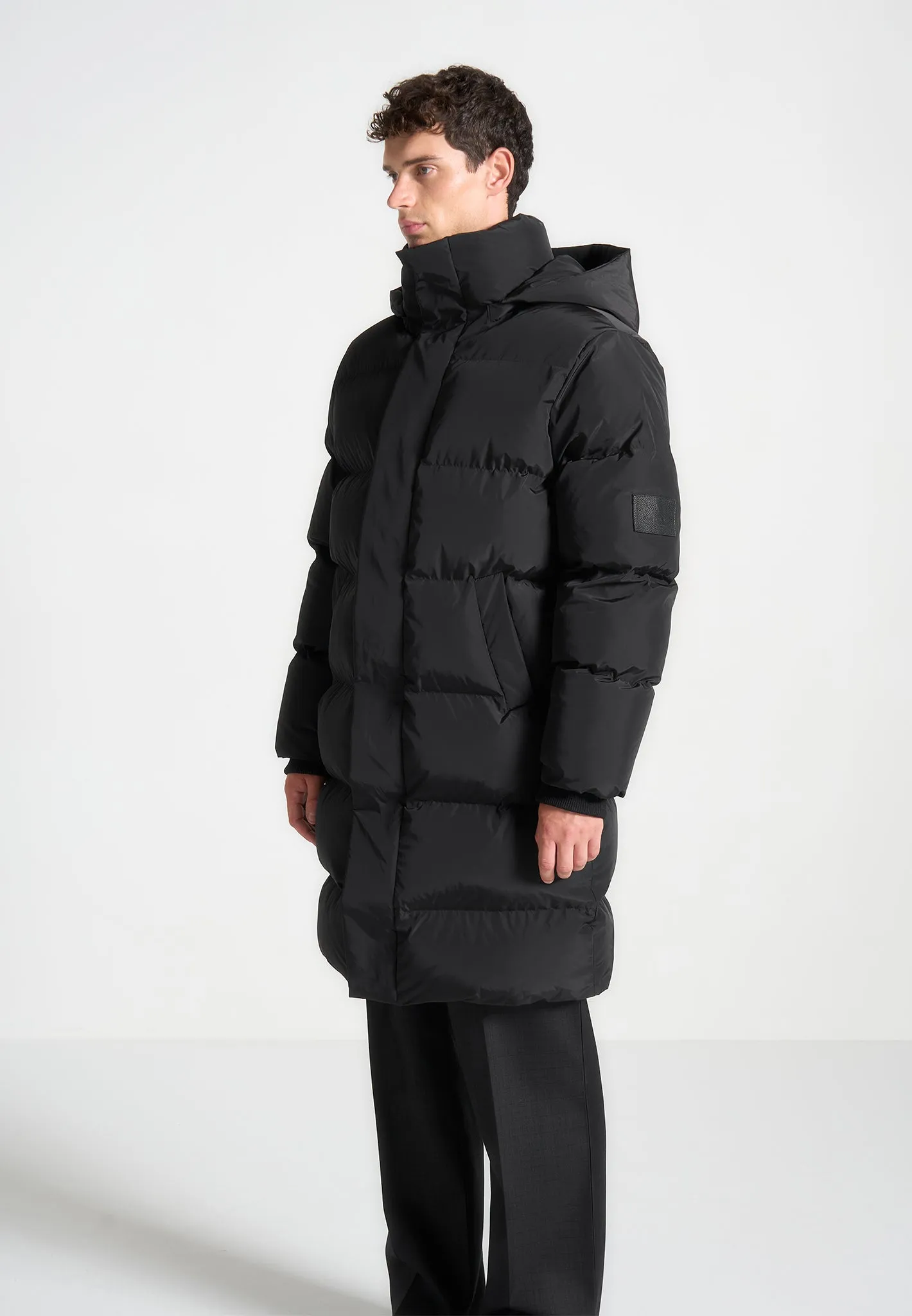 Longline Quilted Puffer Jacket - Black sold by Maniere De Voir product image thumbnail 4