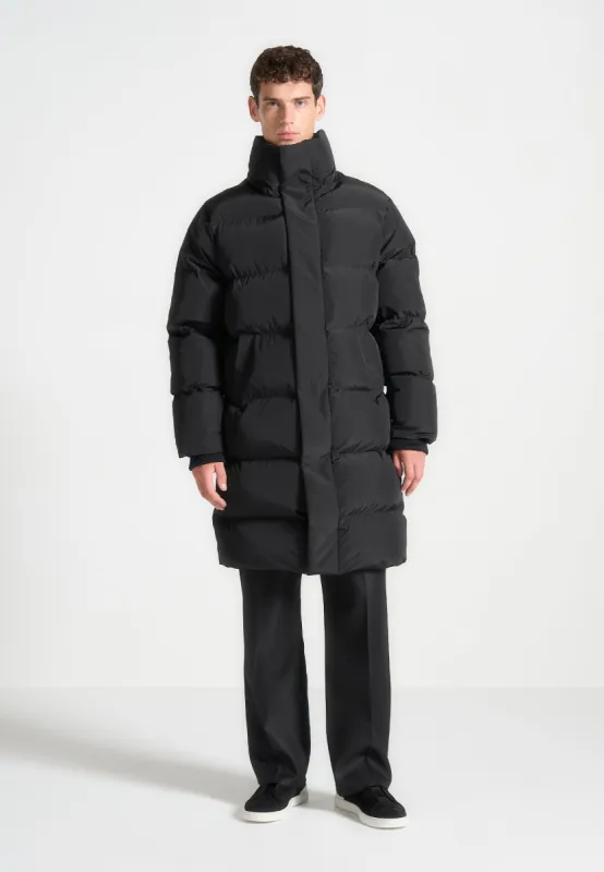 Longline Quilted Puffer Jacket - Black sold by Maniere De Voir