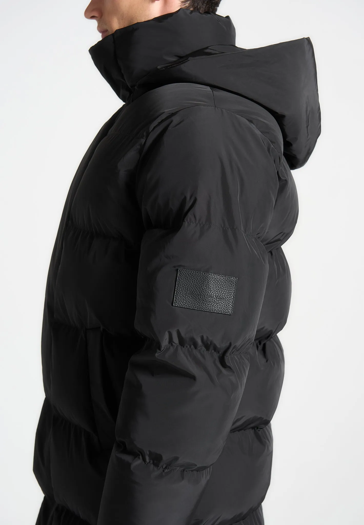 Longline Quilted Puffer Jacket - Black sold by Maniere De Voir product image thumbnail 2