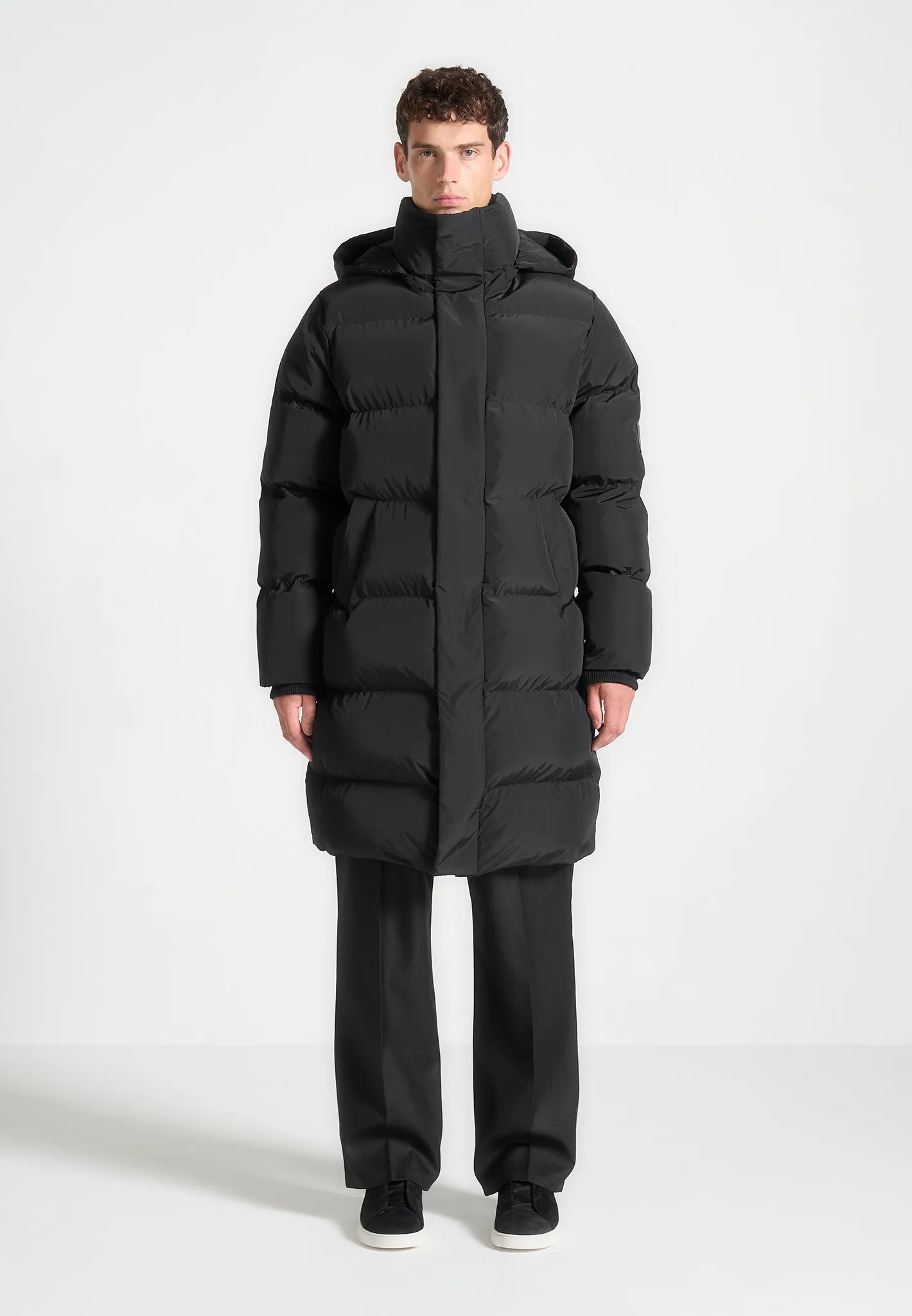 Longline Quilted Puffer Jacket - Black sold by Maniere De Voir product image thumbnail 3