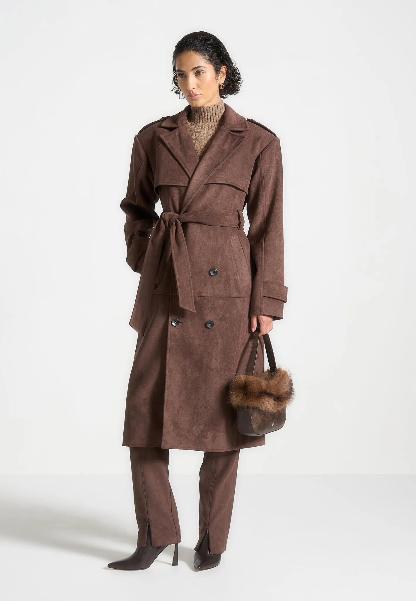 Amance - Suede Trench Coat - Brown sold by Maniere De Voir product image thumbnail 3