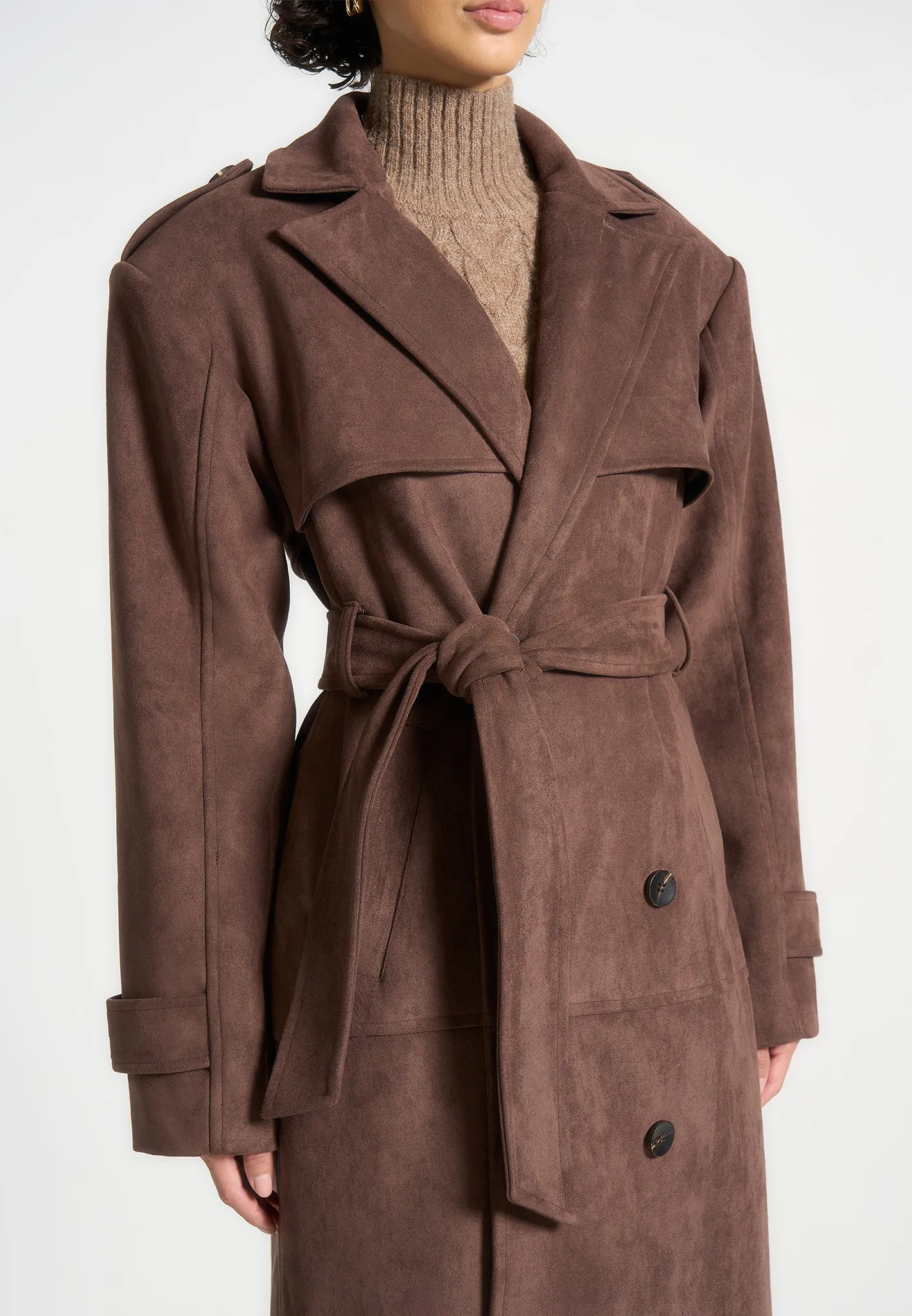Amance - Suede Trench Coat - Brown sold by Maniere De Voir product image thumbnail 2