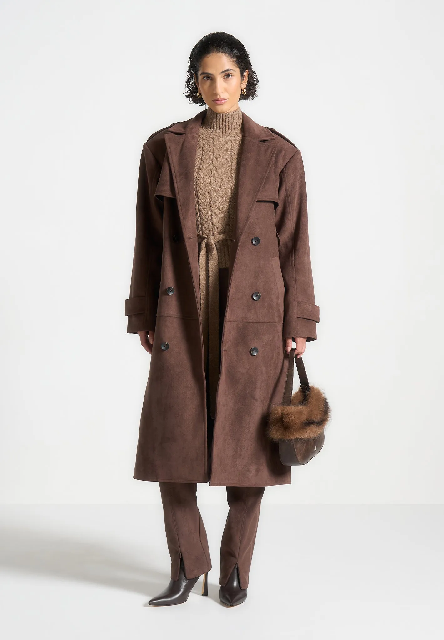 Amance - Suede Trench Coat - Brown sold by Maniere De Voir product image thumbnail 4