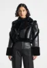 Leather & Plush 2-in-1 Gilet Jacket - Black sold by Maniere De Voir