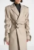 Joana - Tacked Sleeve Asymmetric Tailored Trench Coat - Beige sold by Maniere De Voir