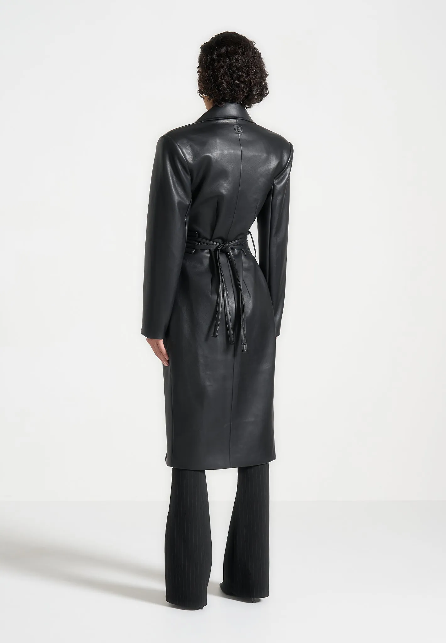 Malya - Leather Asymmetric Belted Coat - Black sold by Maniere De Voir product image thumbnail 4