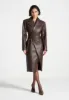 Leather Asymmetric Belted Coat - Brown sold by Maniere De Voir