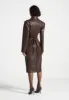 Leather Asymmetric Belted Coat - Brown sold by Maniere De Voir