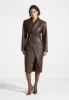 Leather Asymmetric Belted Coat - Brown sold by Maniere De Voir