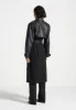 Leather Biker Trench Coat - Black sold by Maniere De Voir