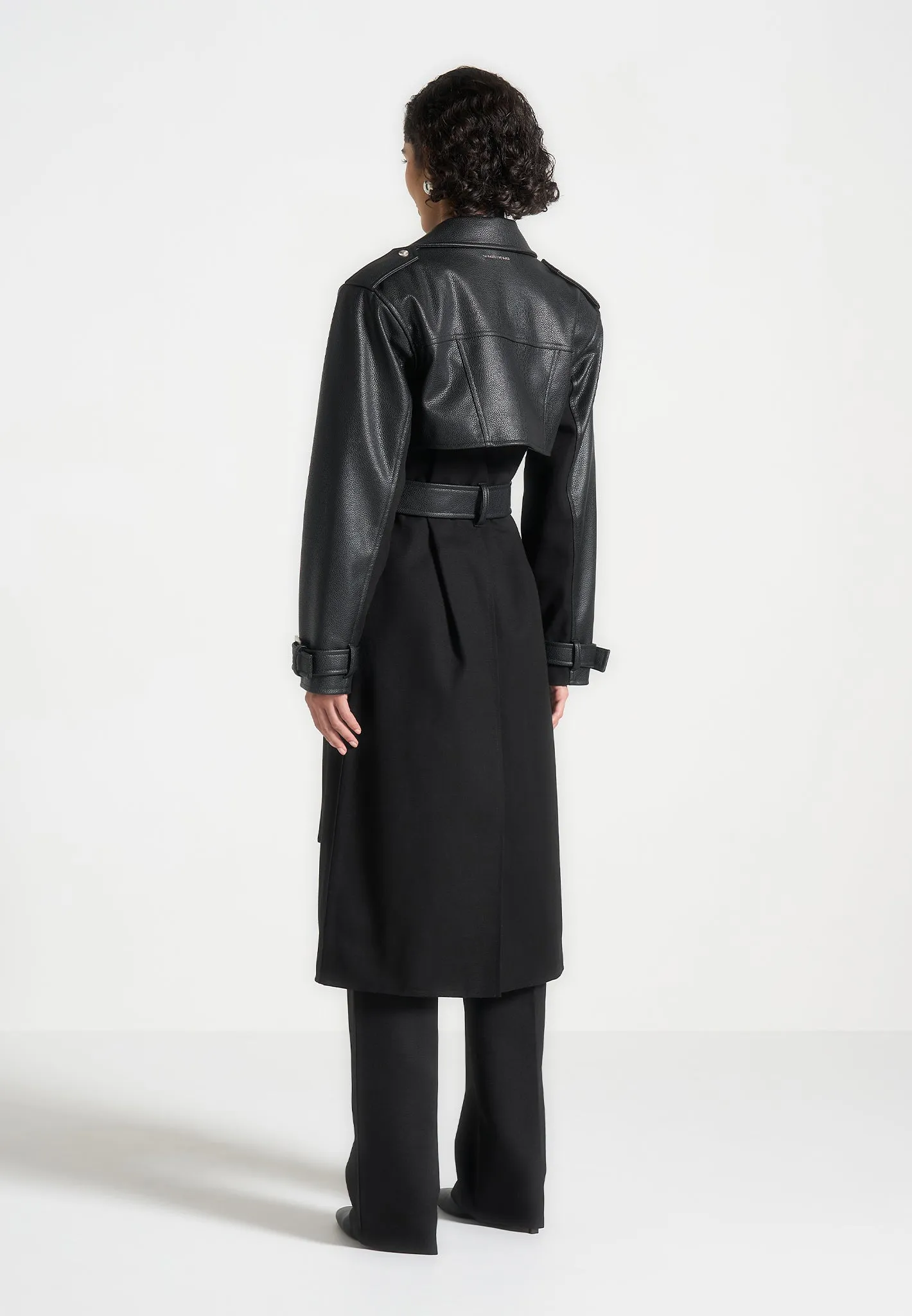Leather Biker Trench Coat - Black sold by Maniere De Voir product image thumbnail 4
