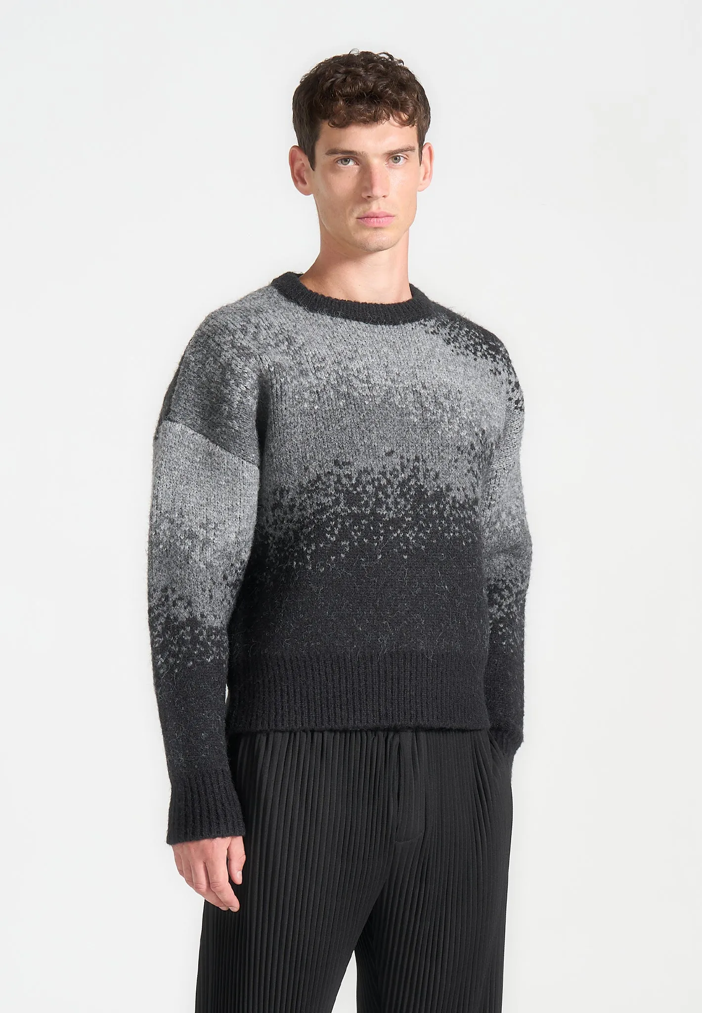 Ombré Knit Crewneck Sweater - Grey sold by Maniere De Voir product image thumbnail 3