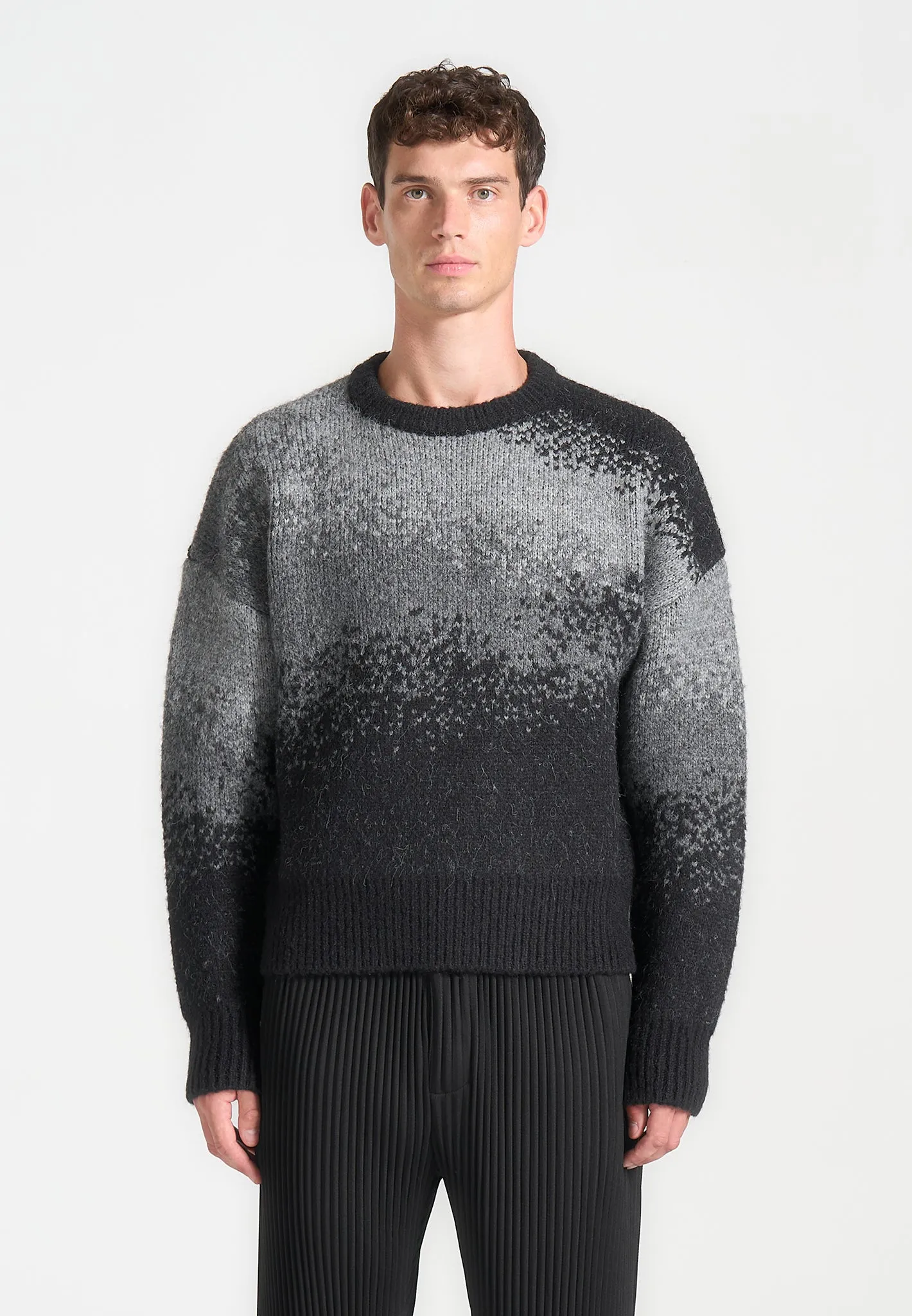 Ombré Knit Crewneck Sweater - Grey sold by Maniere De Voir product image thumbnail 4