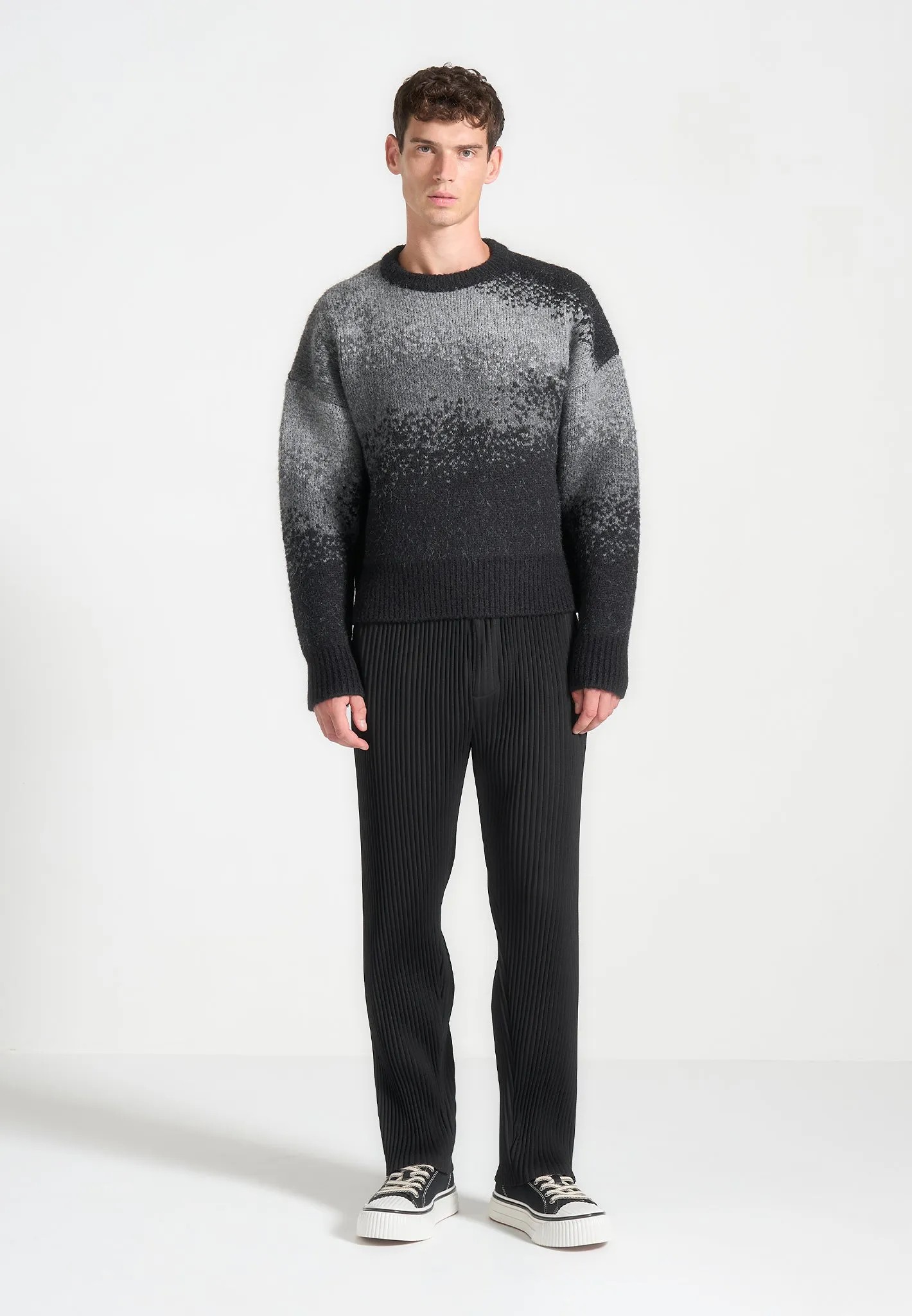 Ombré Knit Crewneck Sweater - Grey sold by Maniere De Voir