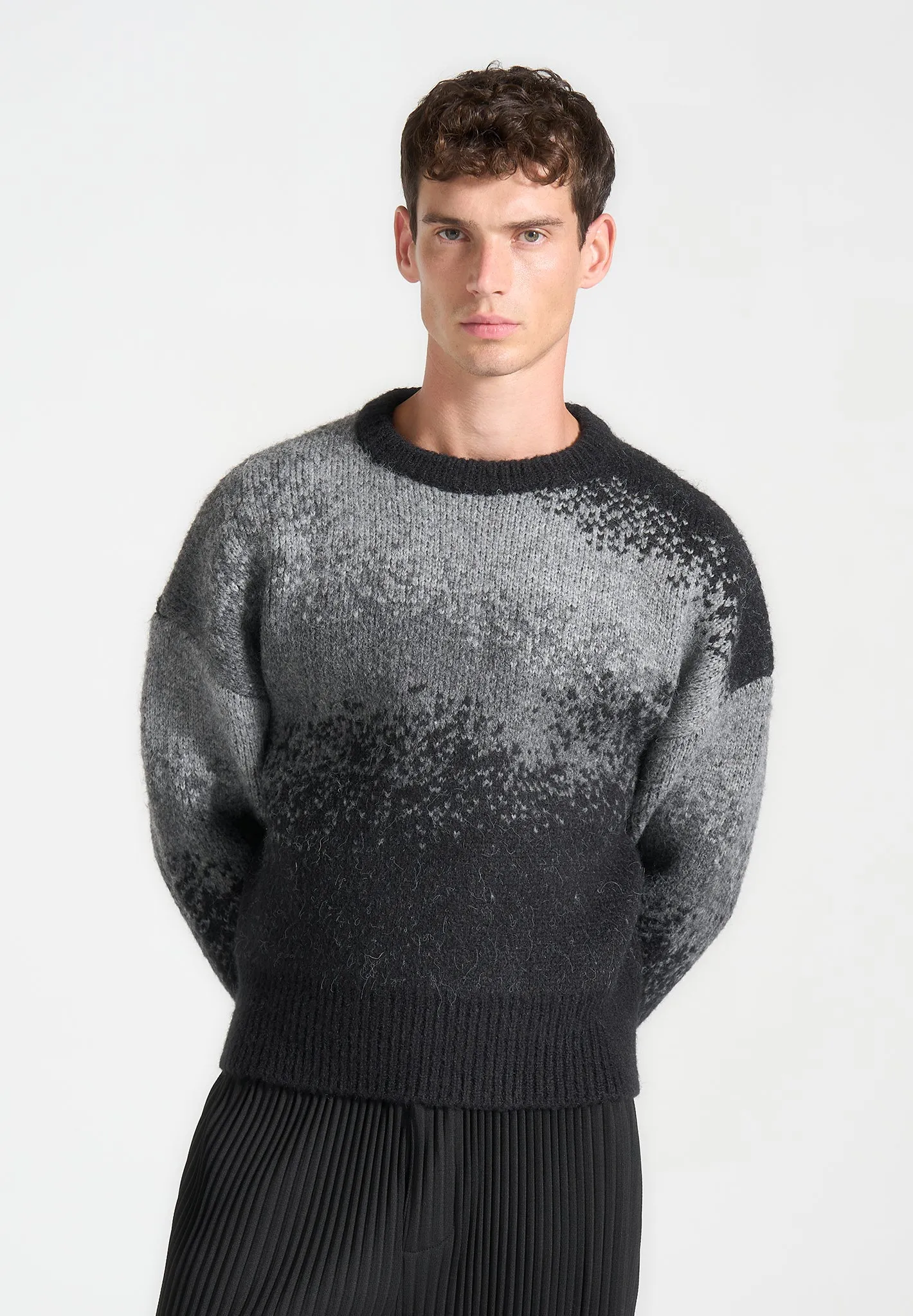Ombré Knit Crewneck Sweater - Grey sold by Maniere De Voir product image thumbnail 2