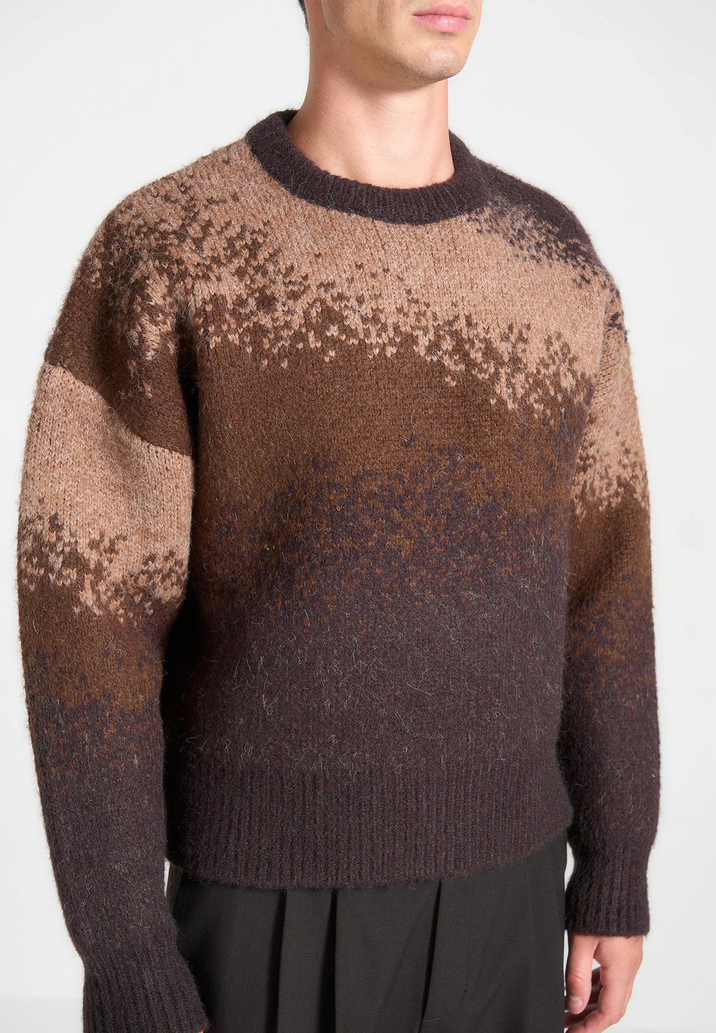Ombré Knit Crewneck Sweater - Brown sold by Maniere De Voir product image thumbnail 4