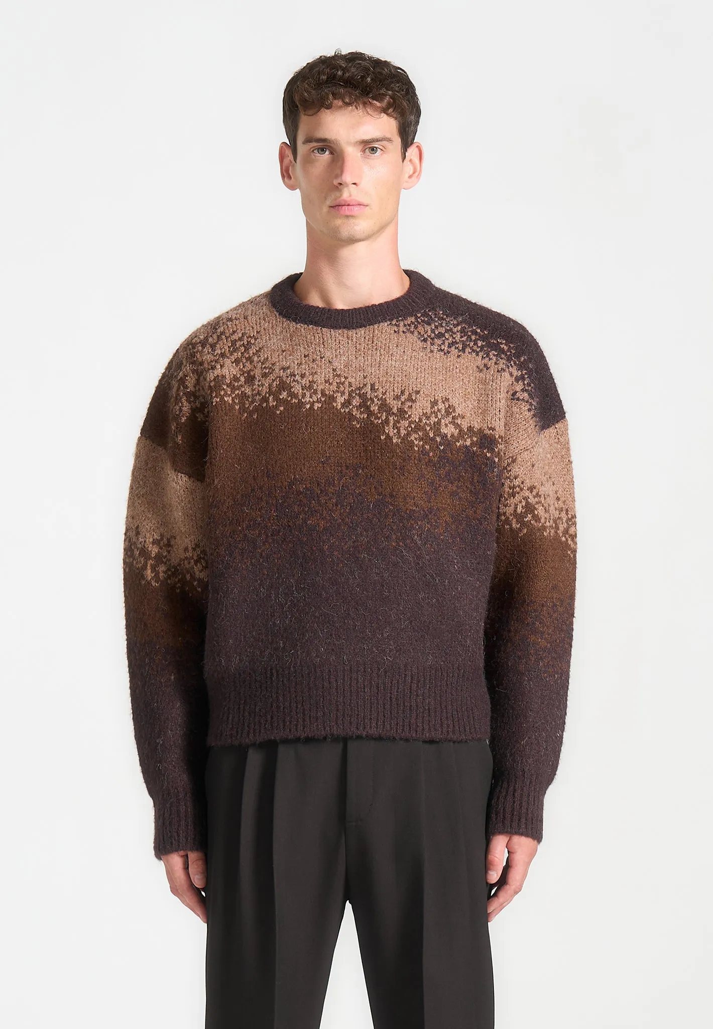 Ombré Knit Crewneck Sweater - Brown sold by Maniere De Voir product image thumbnail 2