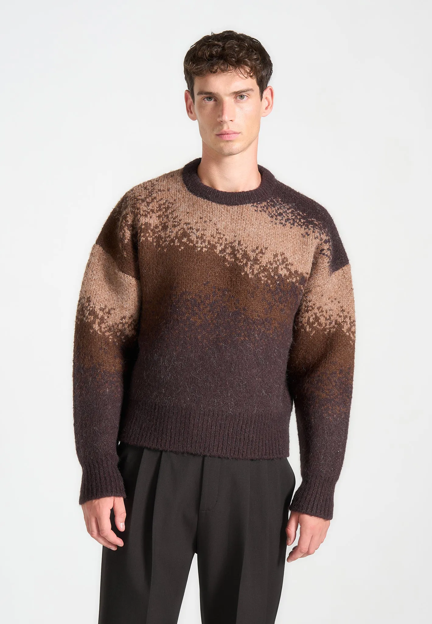 Ombré Knit Crewneck Sweater - Brown sold by Maniere De Voir product image thumbnail 3
