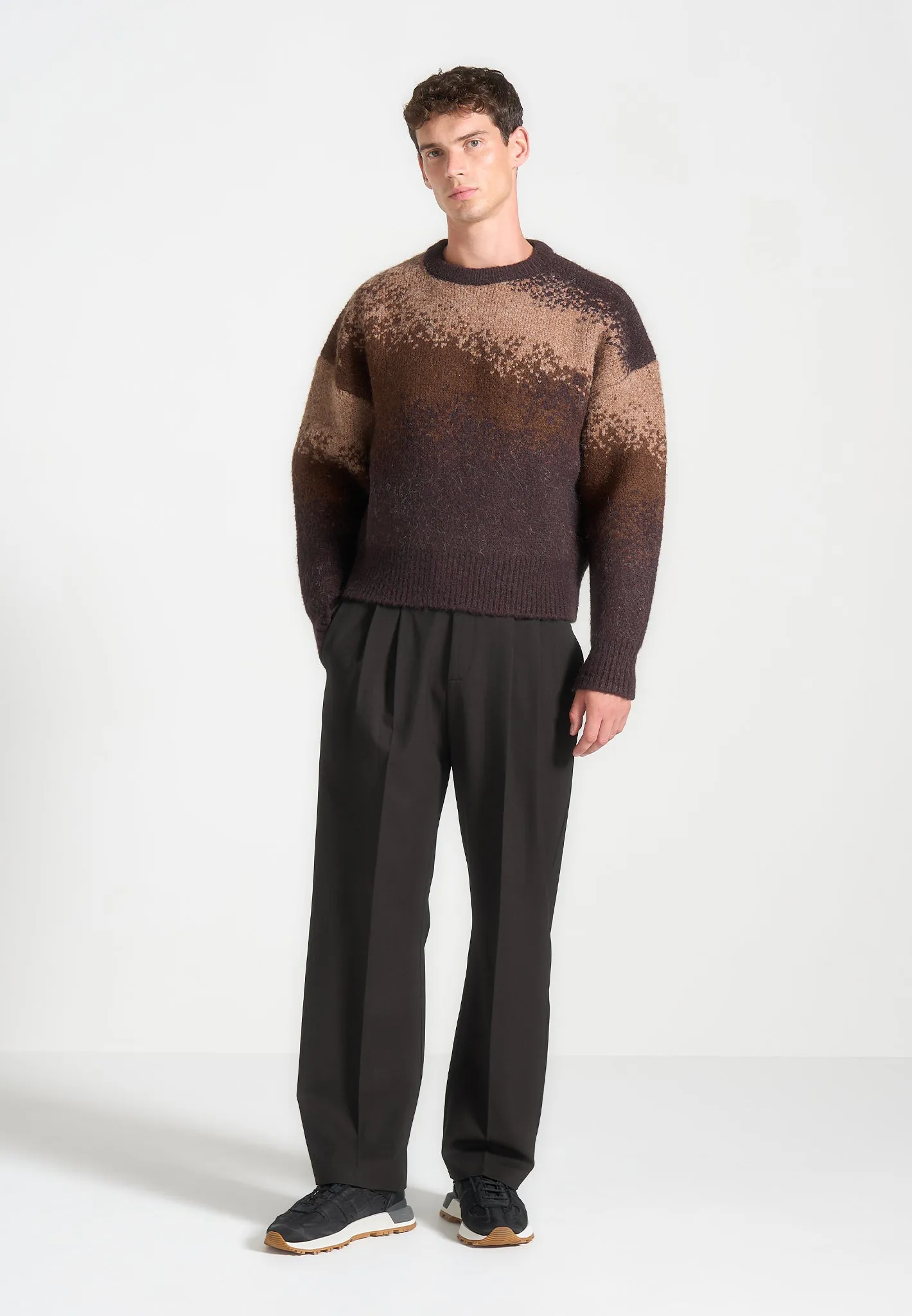 Ombré Knit Crewneck Sweater - Brown sold by Maniere De Voir