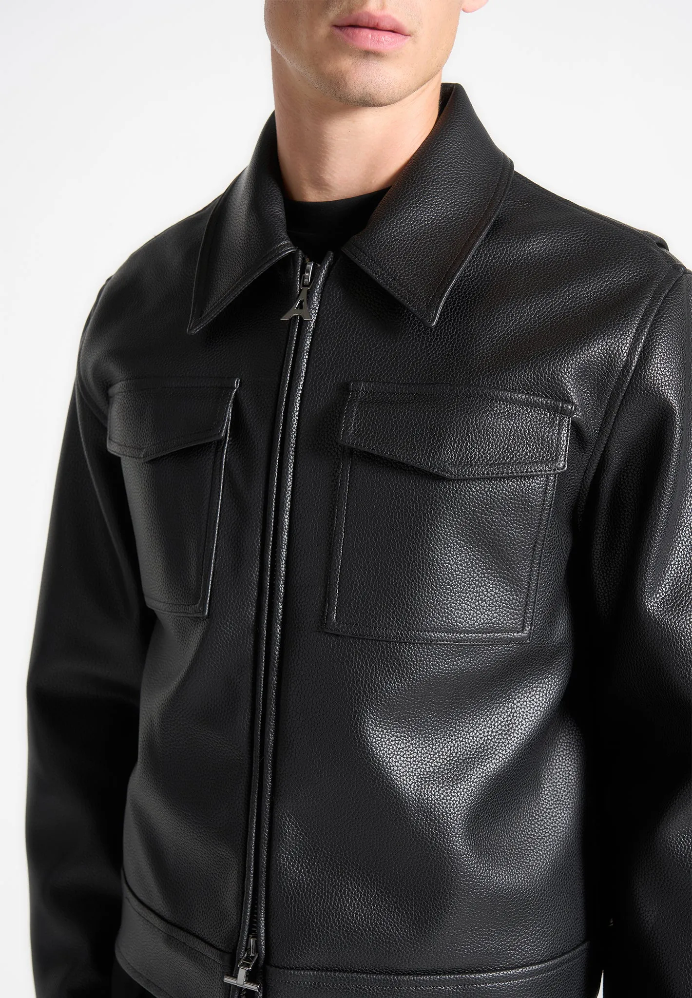 Grained Leather Jacket - Black sold by Maniere De Voir product image thumbnail 4