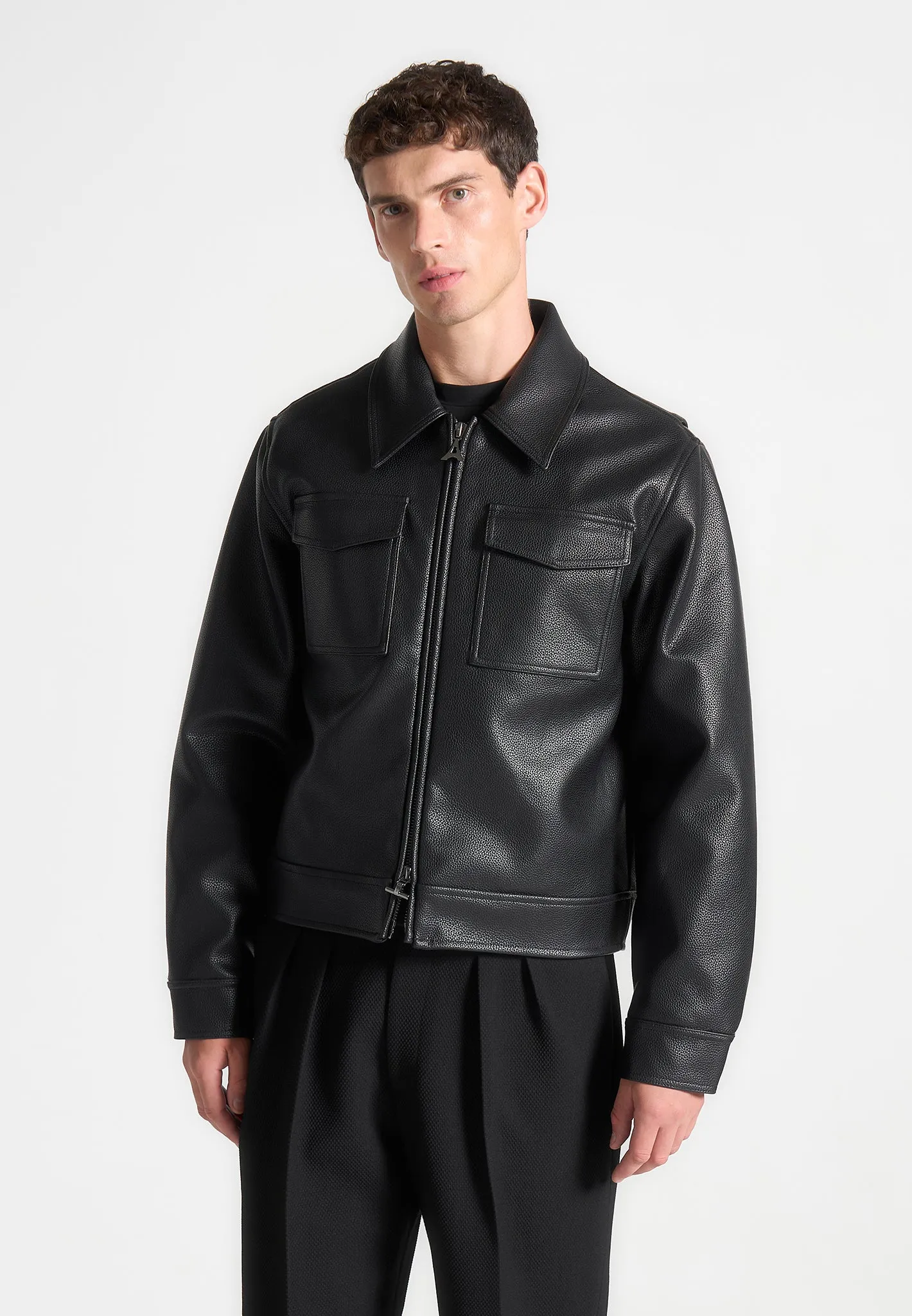 Grained Leather Jacket - Black sold by Maniere De Voir product image thumbnail 3