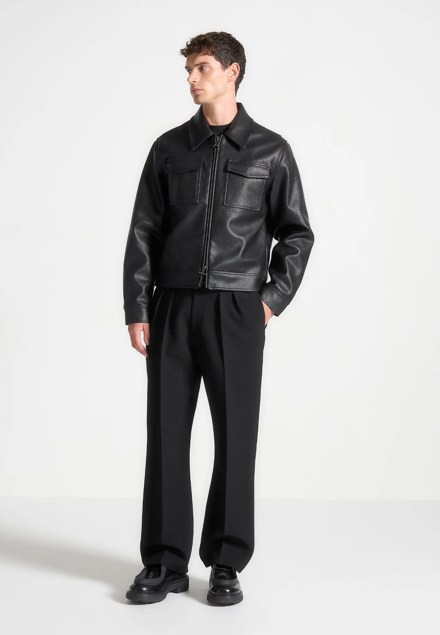 Grained Leather Jacket - Black sold by Maniere De Voir product image thumbnail 2