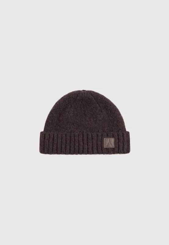 Tima - Brushed Wool Knit Beanie - Brown sold by Maniere De Voir