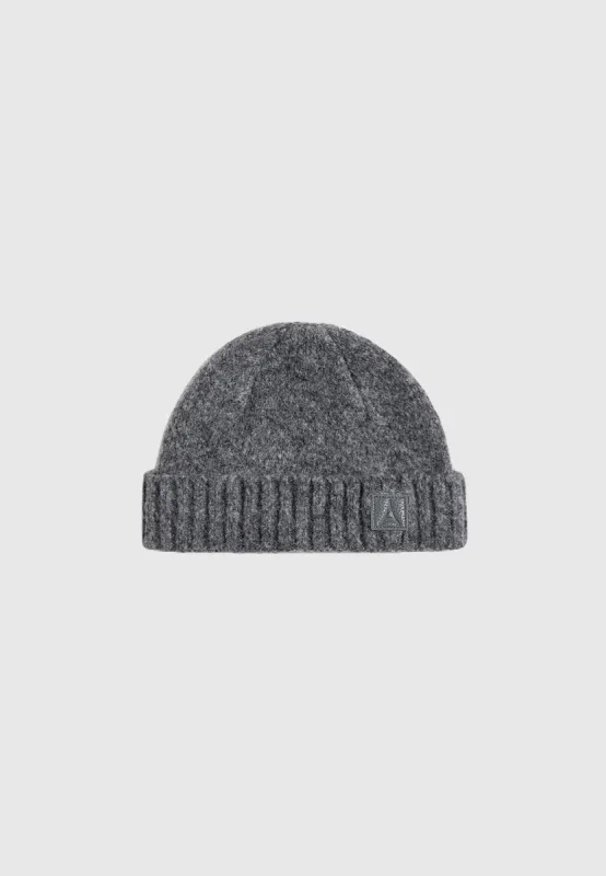 Tima - Brushed Wool Knit Beanie - Grey Marl sold by Maniere De Voir