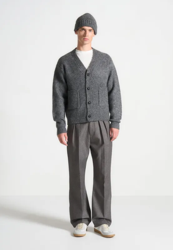 Brushed Wool Knit Cardigan - Grey sold by Maniere De Voir