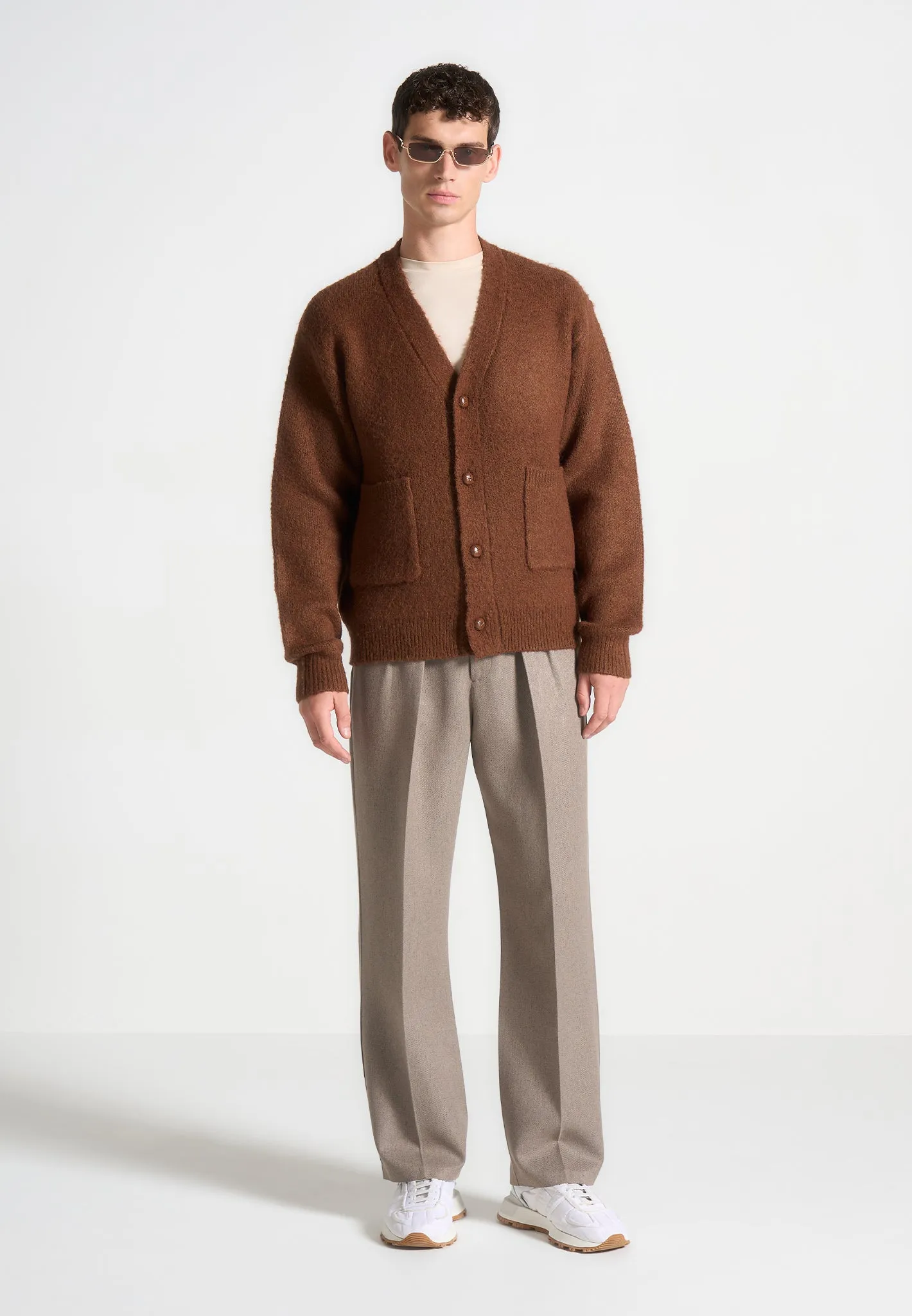 Brushed Wool Knit Cardigan - Rust sold by Maniere De Voir