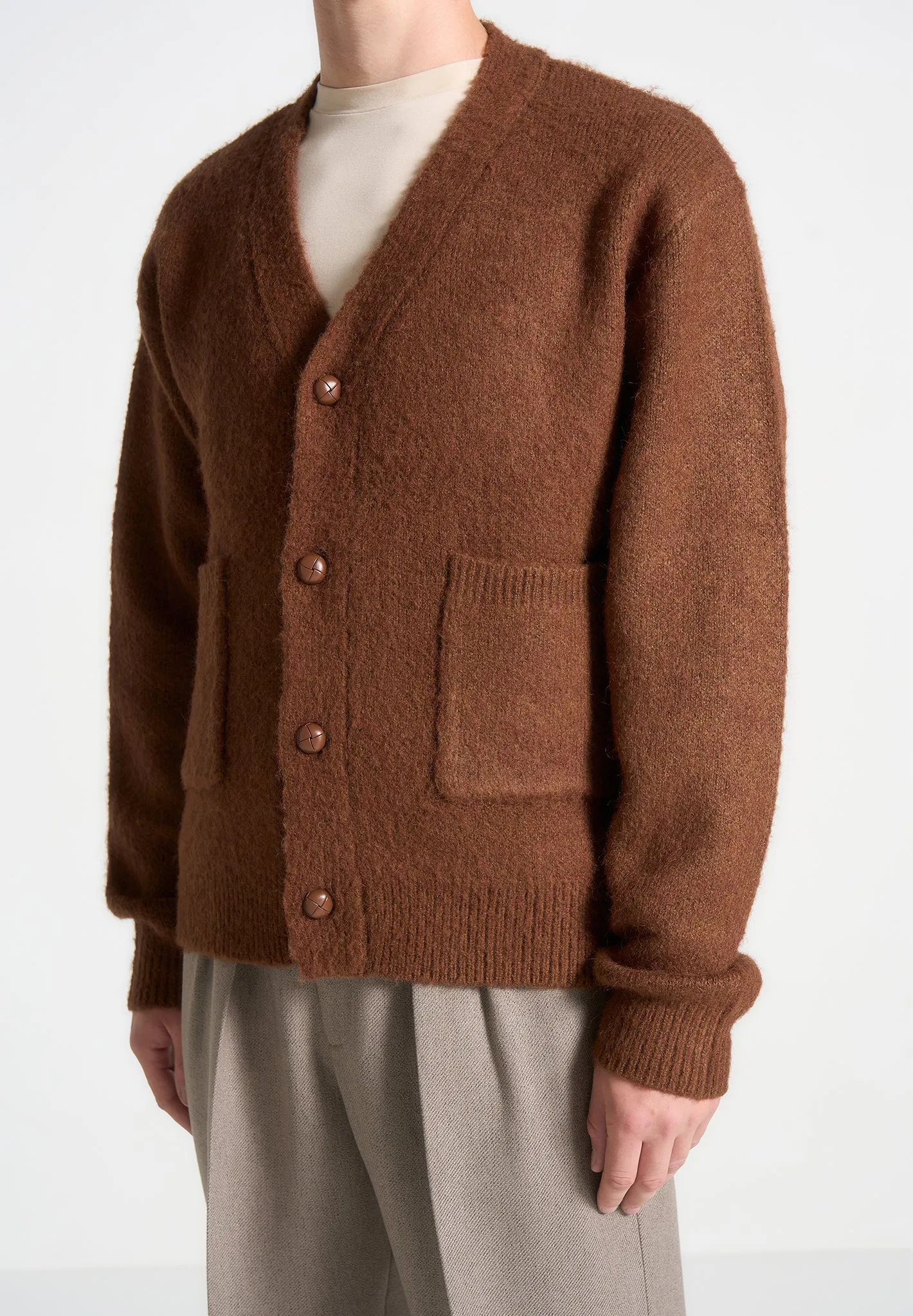 Brushed Wool Knit Cardigan - Rust sold by Maniere De Voir product image thumbnail 2