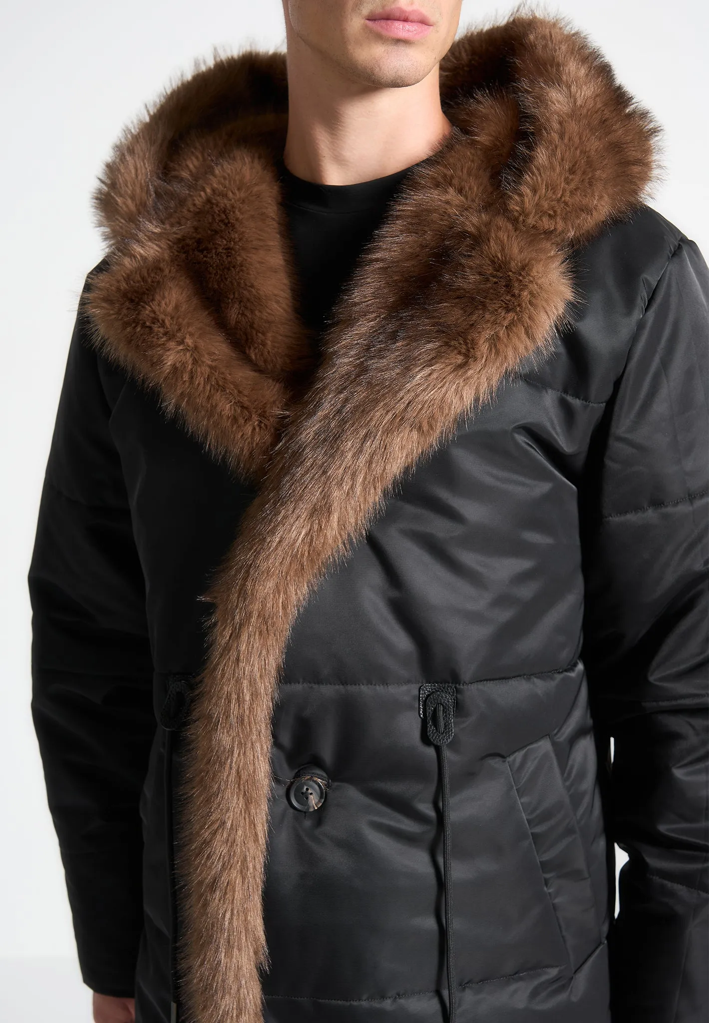 Fur Lined Parka Jacket - Black sold by Maniere De Voir product image thumbnail 5