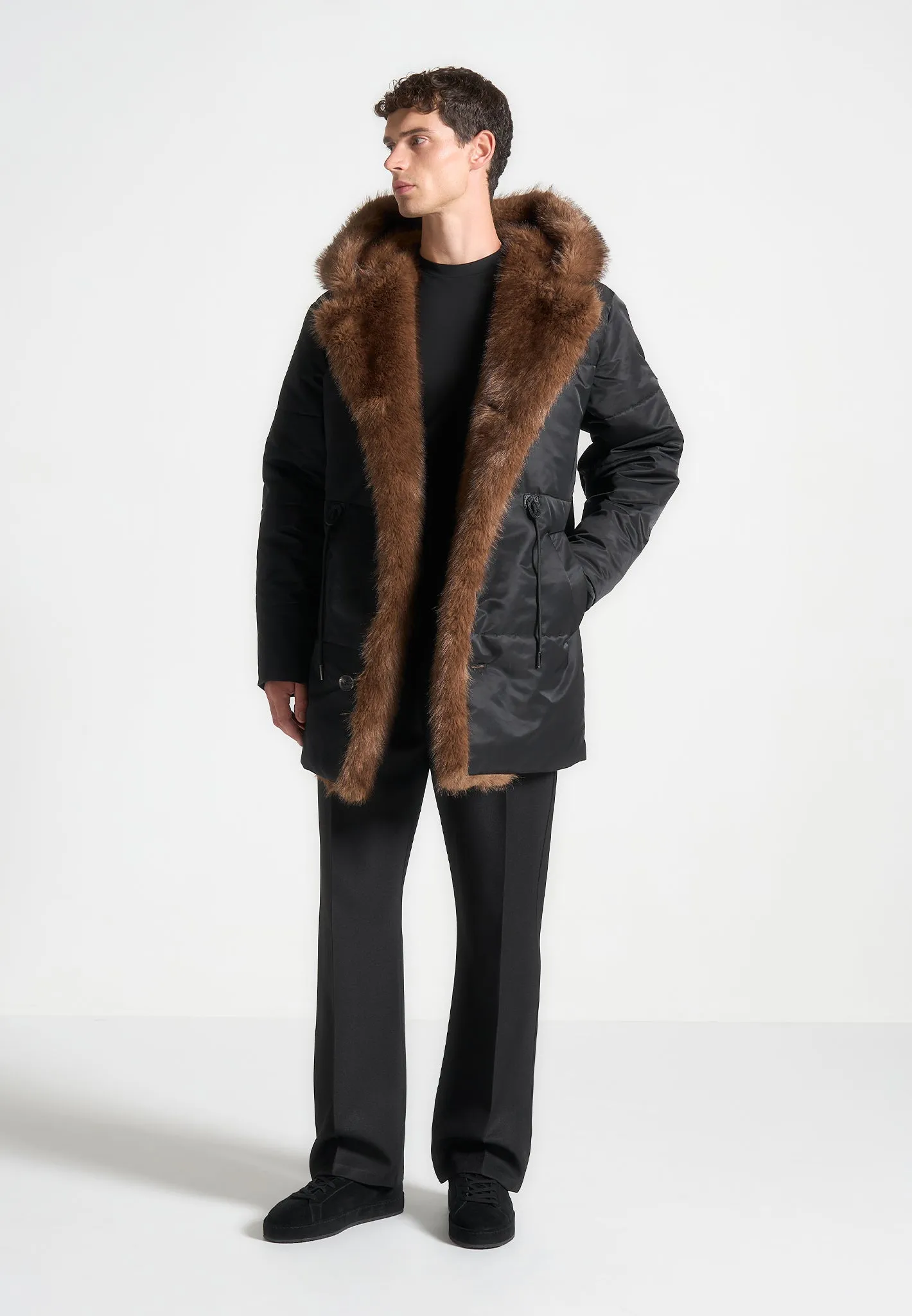 Fur Lined Parka Jacket - Black sold by Maniere De Voir product image thumbnail 2