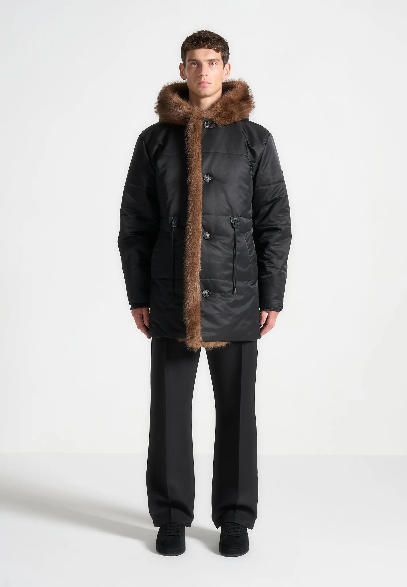 Fur Lined Parka Jacket - Black sold by Maniere De Voir product image thumbnail 3
