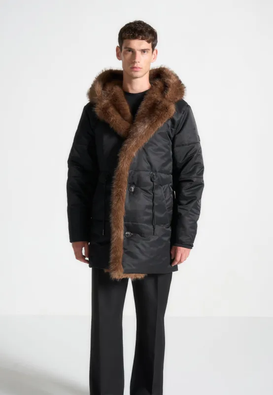 Fur Lined Parka Jacket - Black sold by Maniere De Voir