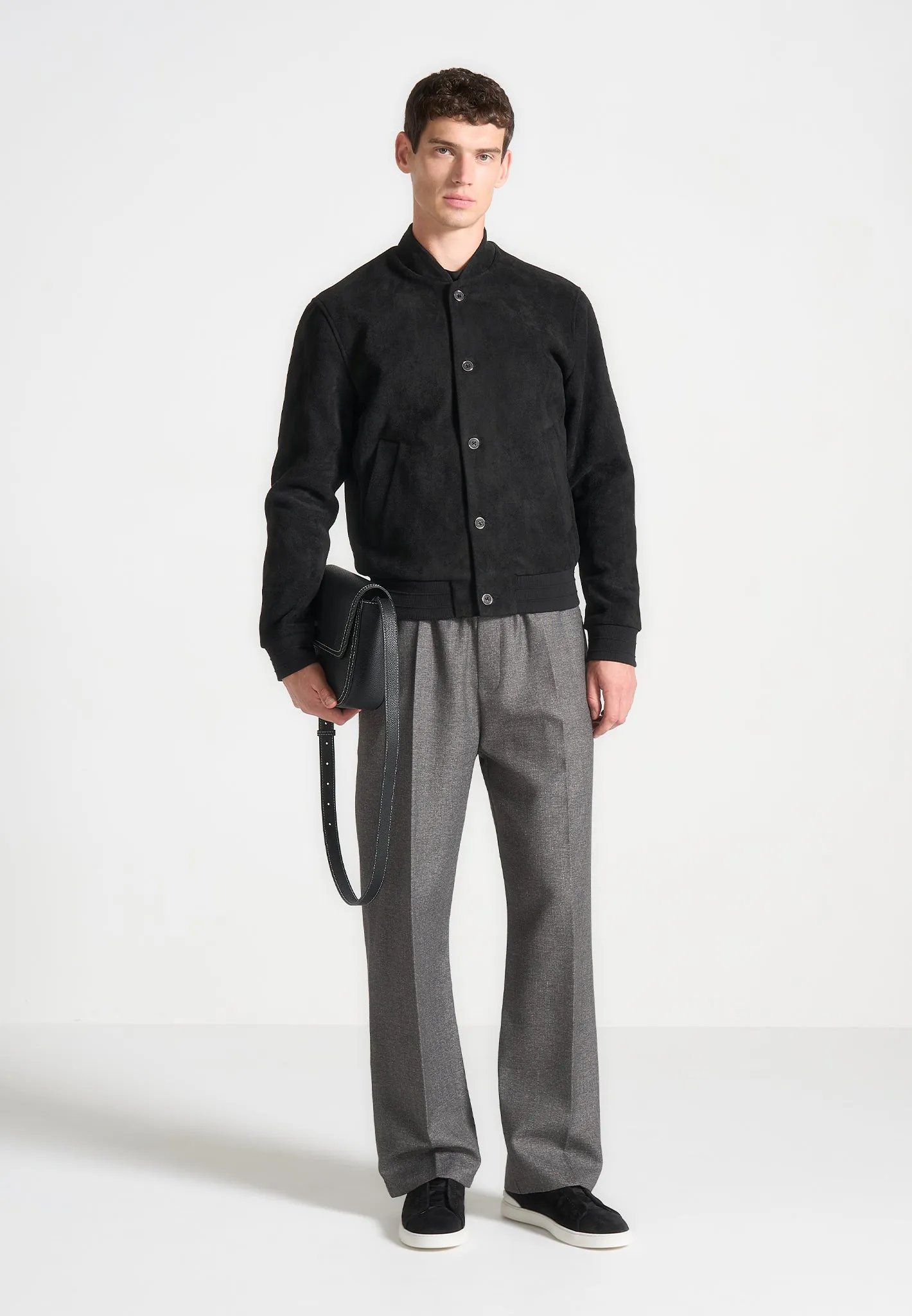 Suede Bomber Jacket - Black sold by Maniere De Voir