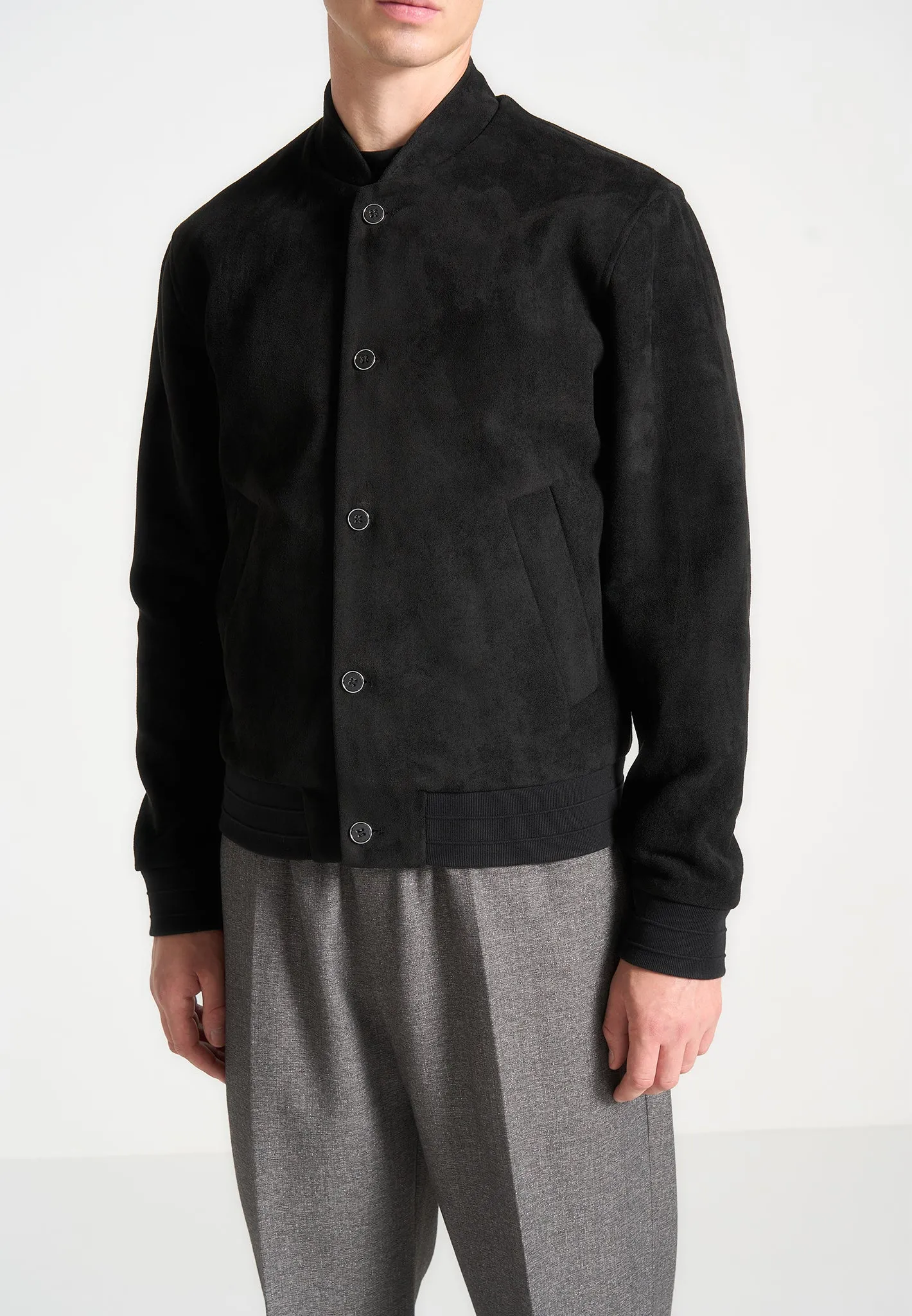 Suede Bomber Jacket - Black sold by Maniere De Voir product image thumbnail 4