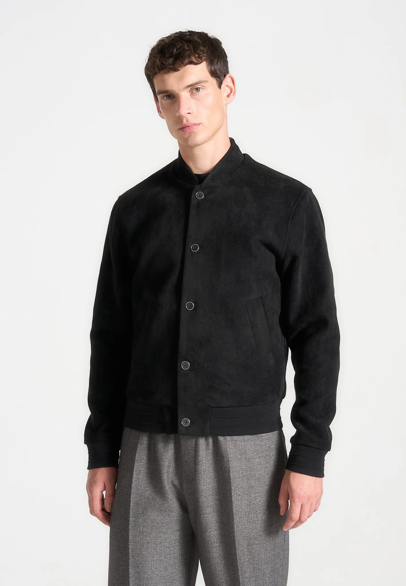 Suede Bomber Jacket - Black sold by Maniere De Voir product image thumbnail 2