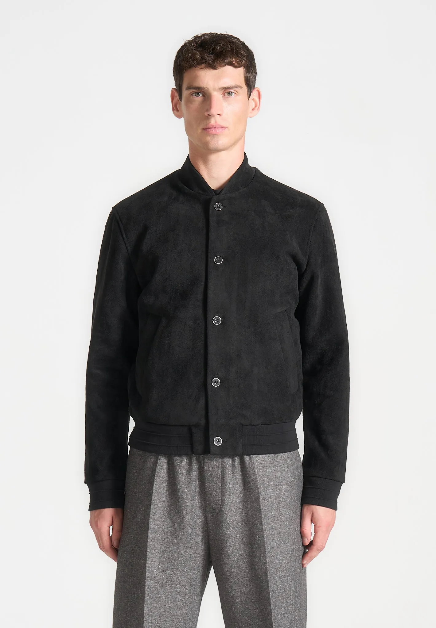 Suede Bomber Jacket - Black sold by Maniere De Voir product image thumbnail 3
