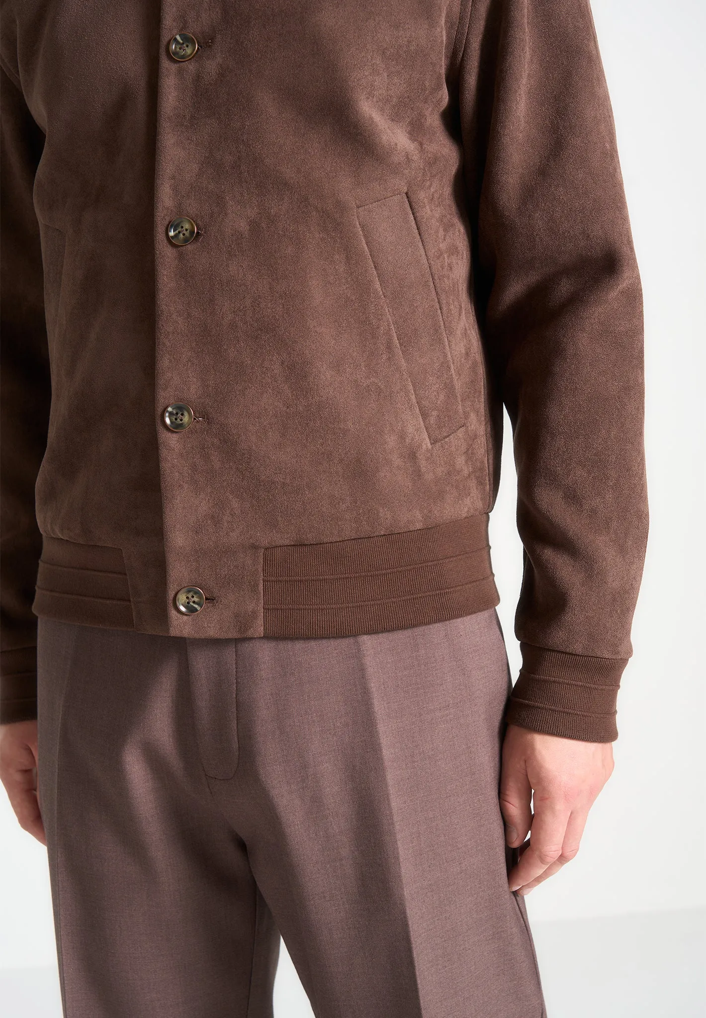 Suede Bomber Jacket - Brown sold by Maniere De Voir product image thumbnail 4