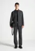 Pierre - Relaxed Fit Hatched Tailored Trousers - Grey sold by Maniere De Voir