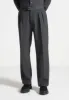 Pierre - Relaxed Fit Hatched Tailored Trousers - Grey sold by Maniere De Voir