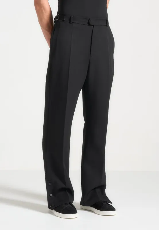 Boris - Relaxed Fit Tailored Button Cuff Trousers - Black sold by Maniere De Voir