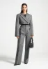 Herringbone Wide Shoulder Cropped Blazer - Grey sold by Maniere De Voir