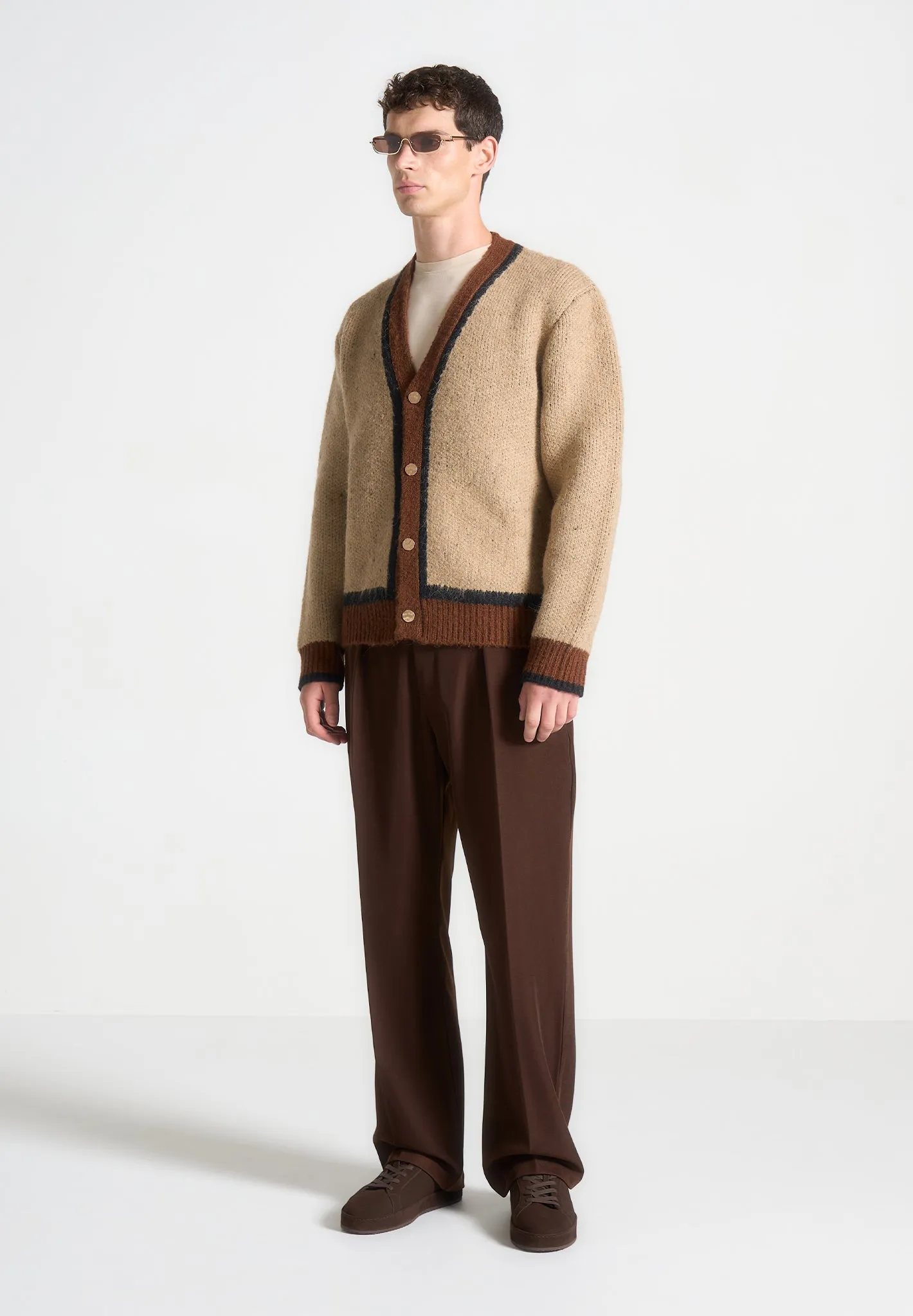 Contrast Knit Cardigan - Beige sold by Maniere De Voir product image thumbnail 2