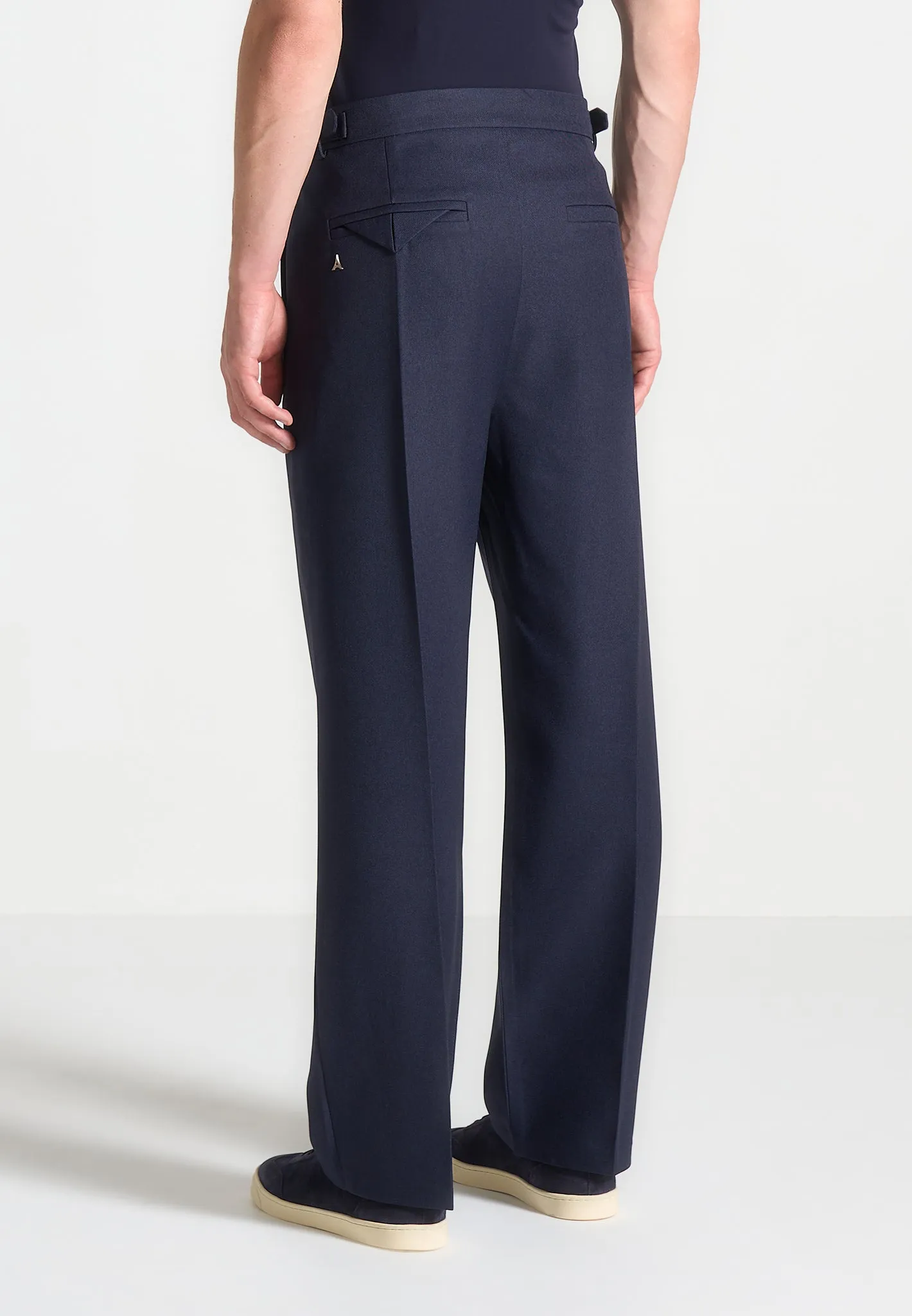 Pierre - Relaxed Fit Twin Pleat Tailored Trousers - Navy sold by Maniere De Voir product image thumbnail 5
