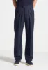 Pierre - Relaxed Fit Twin Pleat Tailored Trousers - Navy sold by Maniere De Voir