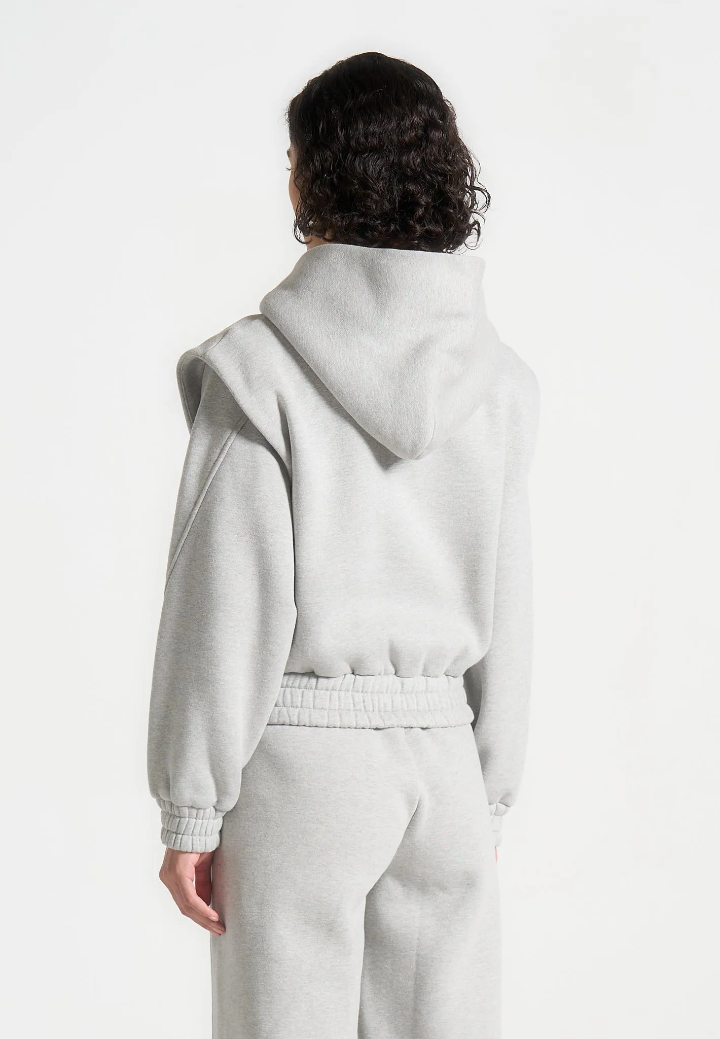 Louna - Wide Shoulder Zip Through Hoodie - Grey sold by Maniere De Voir product image thumbnail 4