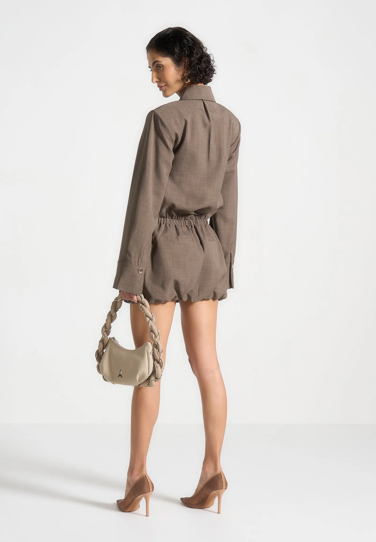 Laure - Cargo Shirt Mini Dress - Dark Taupe sold by Maniere De Voir product image thumbnail 3