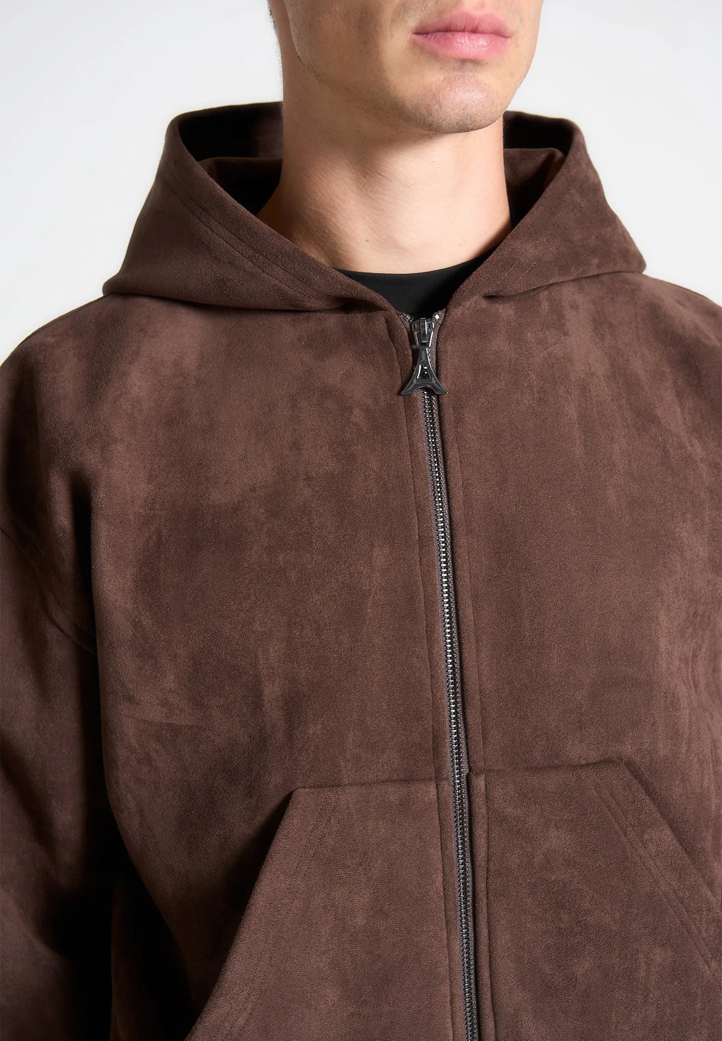 Cropped Suede Hoodie - Brown sold by Maniere De Voir product image thumbnail 4